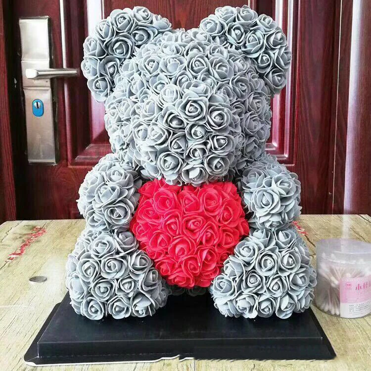  LED Rose Bear Gift Creative Simulation Eternal Flower Little Bear PE Soap Rose Valentine's Day Pres - 32962376306