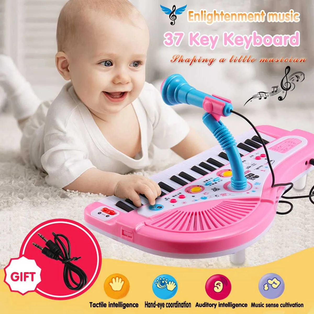 37 Key Kids Electronic Keyboard Piano Musical Toy with Microphone for