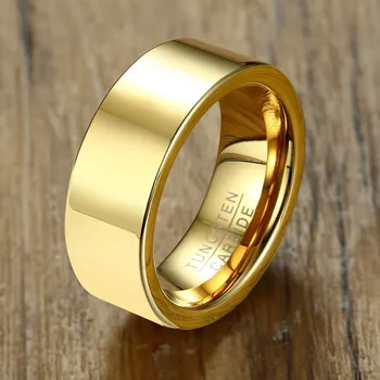 

8MM Basic Tungsten Carbide Rings for Men High Polished Gold Color Male Anel Alliance Anniversary Gifts