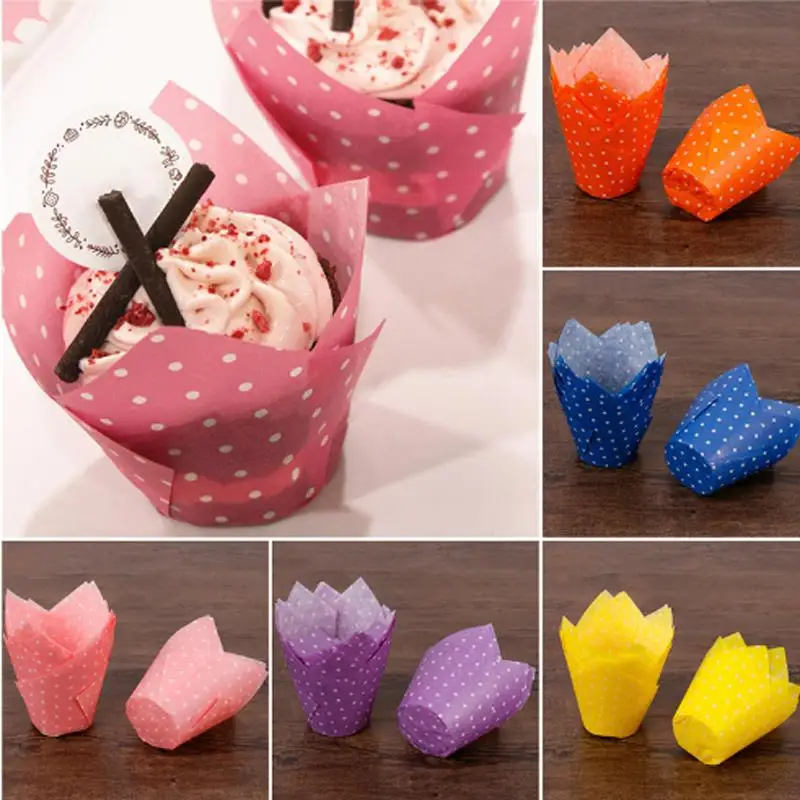 High Temperature Resistant Mini Paper Cupcake Mold Tulip Muffin Cupcake