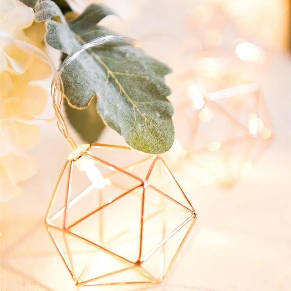 LanLan, розовое золото, геометрические шестигранные гирлянды для свадьбы, домашний декор, теплый белый свет