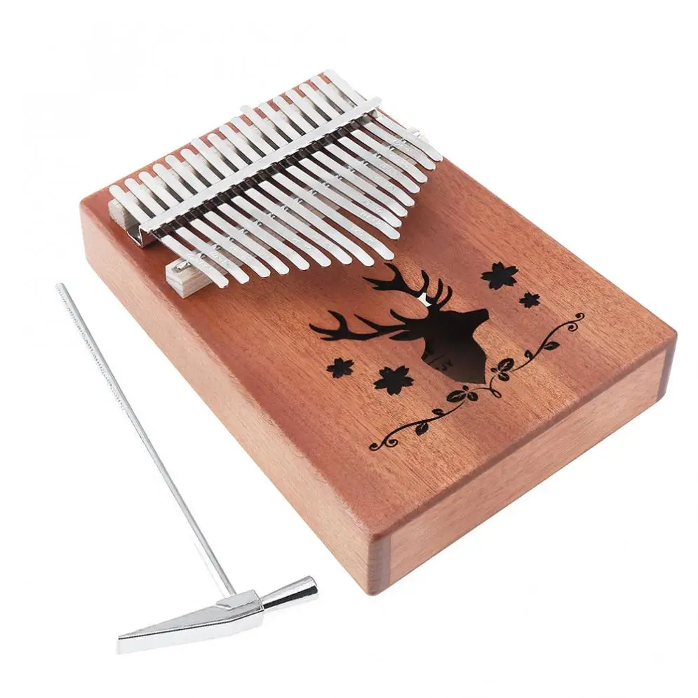 Teclas com Buraco de Som Única de Mogno Piano de Dedo Instrumento de Teclado Presente de Natal com Acessórios Kalimba de 17 Placa Mbira Mini - Image 4