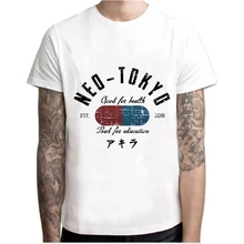 Camiseta para hombre Cool de la carrera de la calle Neo Tokyo de la camiseta de los hombres de la manga corta del Anime japonés de la motocicleta del Partido de la vendimia blanca camiseta