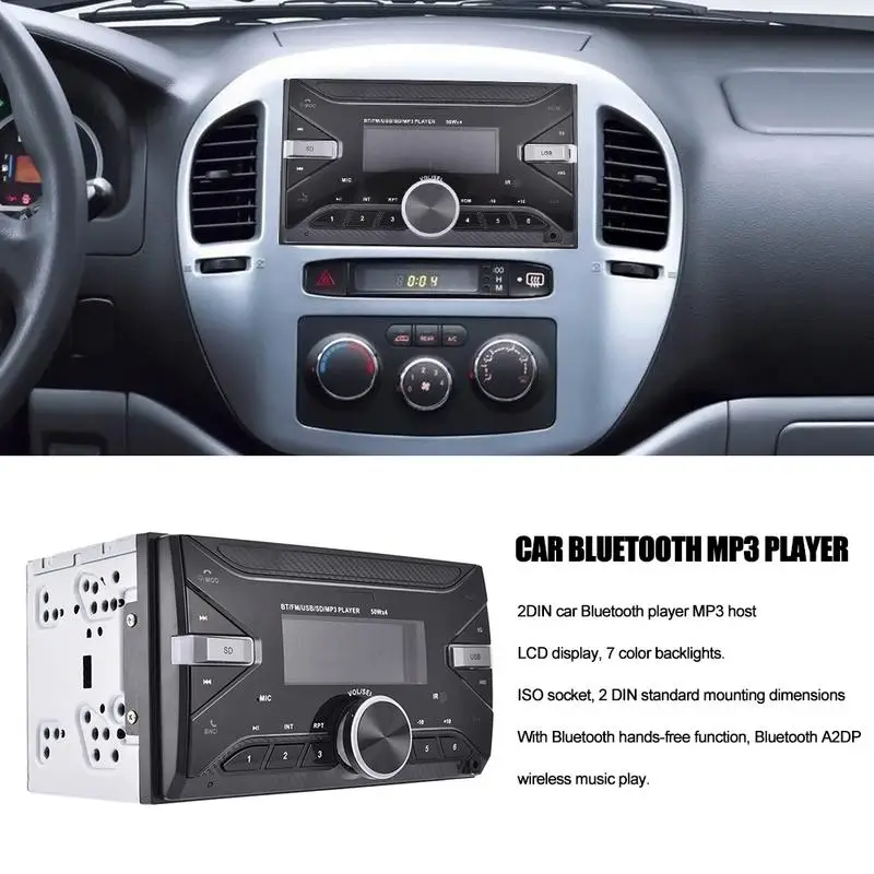 

7 Color Backlight Bluetooth Car Stereo Radio FM Aux Input Receiver USB/SD/MP3 ISO 12V In-dash 2 din Car MP3 Multimedia Player