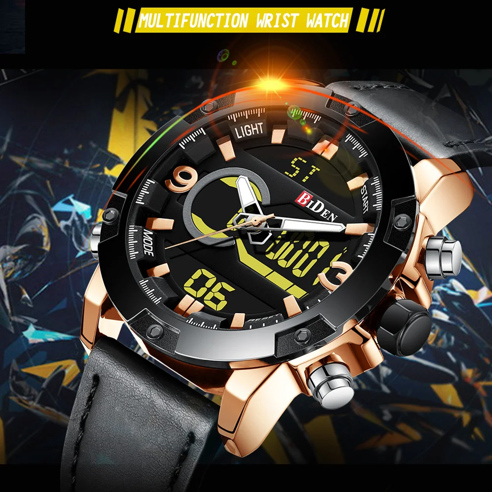 

2019 Top Brand Men Watches Luxury Genuine Leather Quartz Watch Digital Gift Sport Waterproof Military Clock For Men Wristwatch