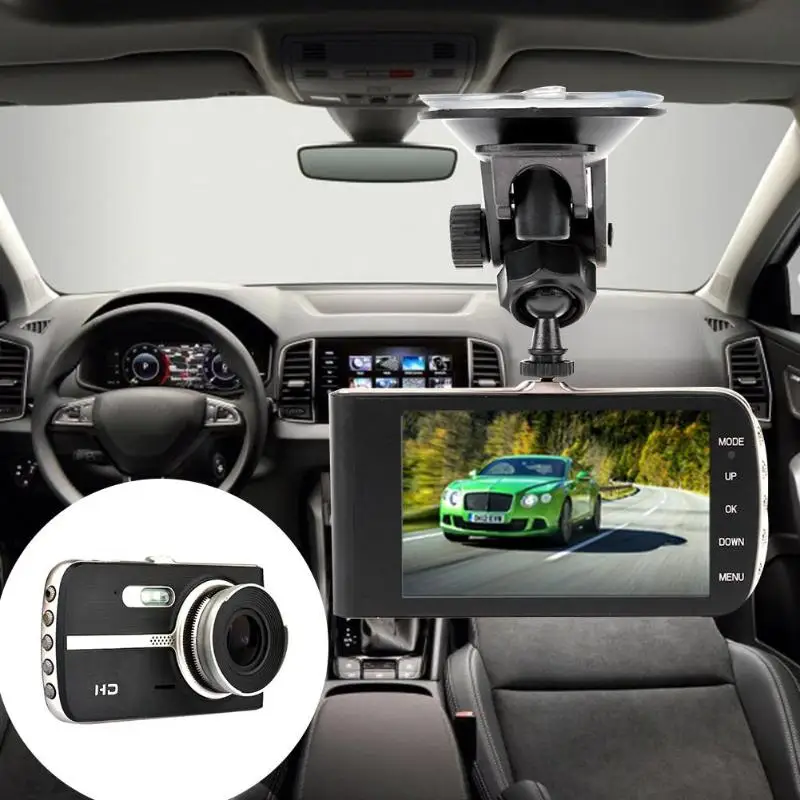 

Zinc Alloy 4" Large Screen Car DVR Camera High Definition 1080P Digital Driving Video Recorder Dual Lens Dash Cam Auto Camcorder