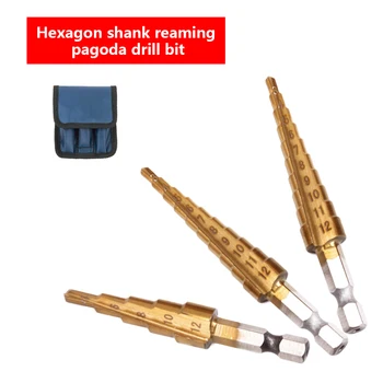 

Metal Drill 3-12mm 4-12/20mm Step Drill Bit HSS Steel Cone Titanium Coated Mini Drill Bit Tool Set Hole Cutter With Bag