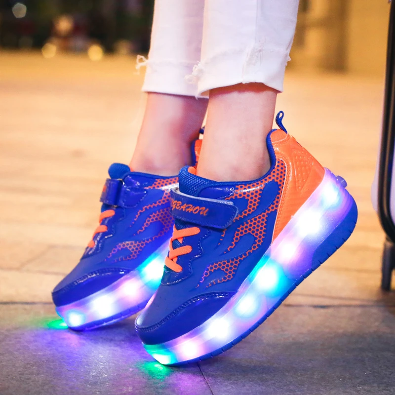 LED Light Heelys Sneakers with Boy Roller Shoes Casual Girl Zapatillas Con Ruedas Black Red _ - AliExpress Mobile