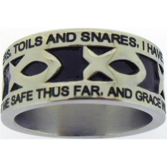 Solid Rock Jewelry 19833X Silver Stainless Steel Amazing Grace Ichthus Style 397 Ring - Size 10 | Украшения и аксессуары