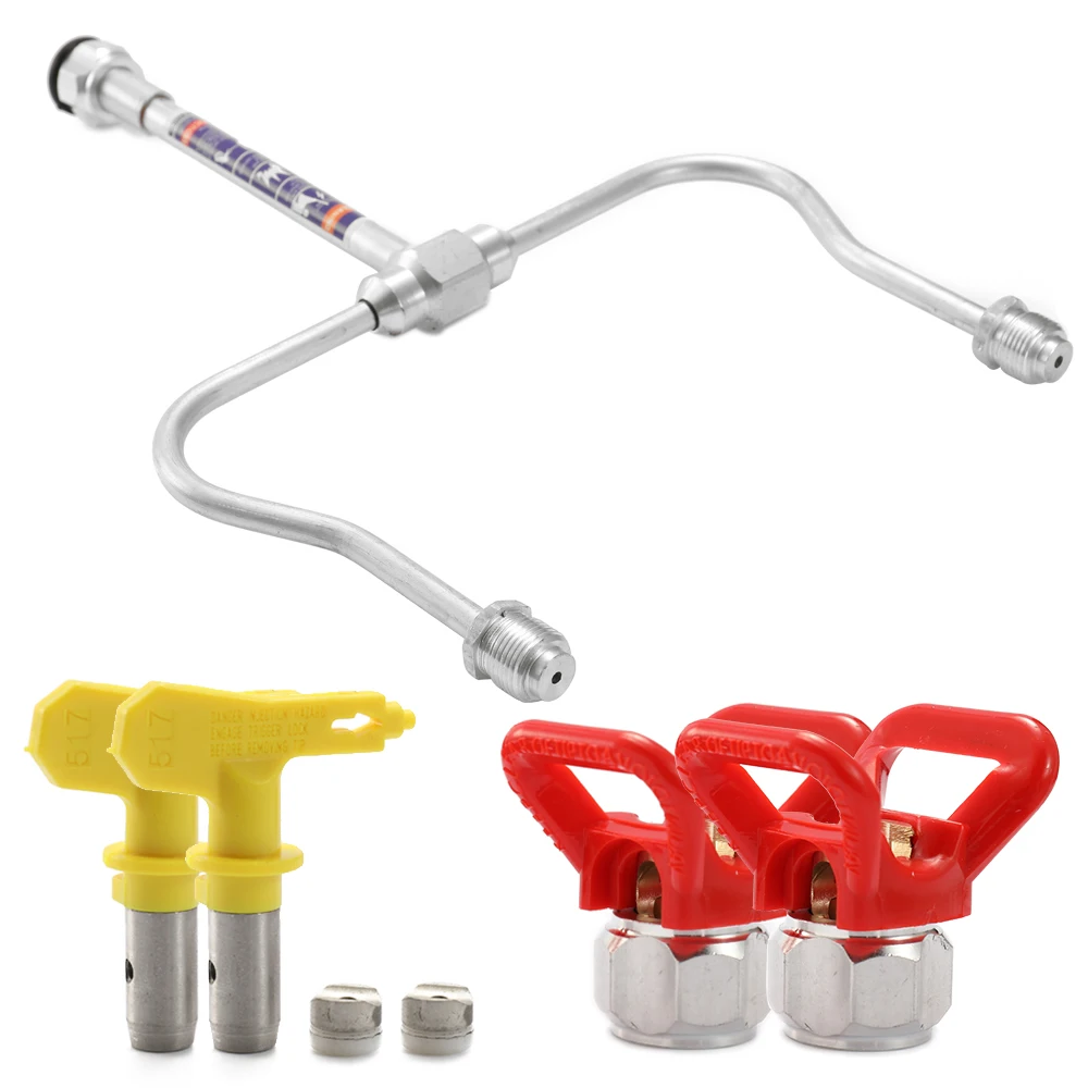 

Professional Airless Paint Spray Gun Extension Pole Double Nozzle Head + Tips Guard Powerful Painting Tool Airbrush Tool Kit