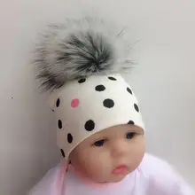 Весенне-осенняя богемная шляпа в горошек с помпоном для малышей и детей постарше, шапочки skullies beanies для новорожденных девочек и мальчиков