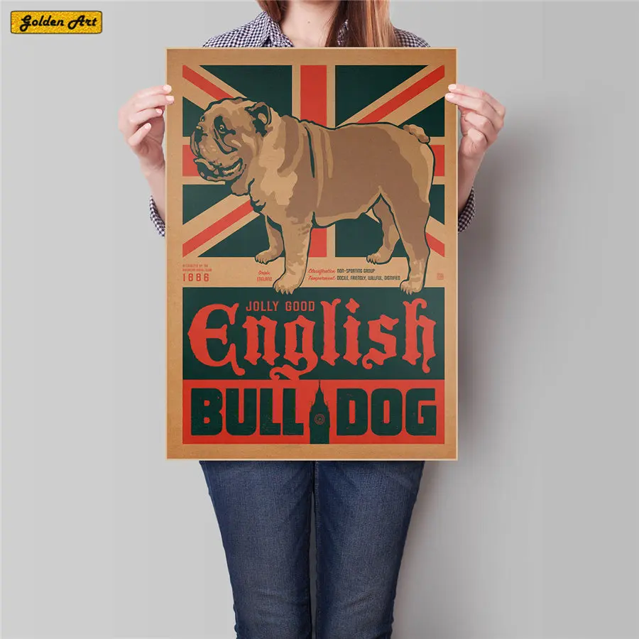 

Vintage UK DOG animal kraft paper poster wall sticker home decor retro art painting prints picture living room 45.5x31.5cm