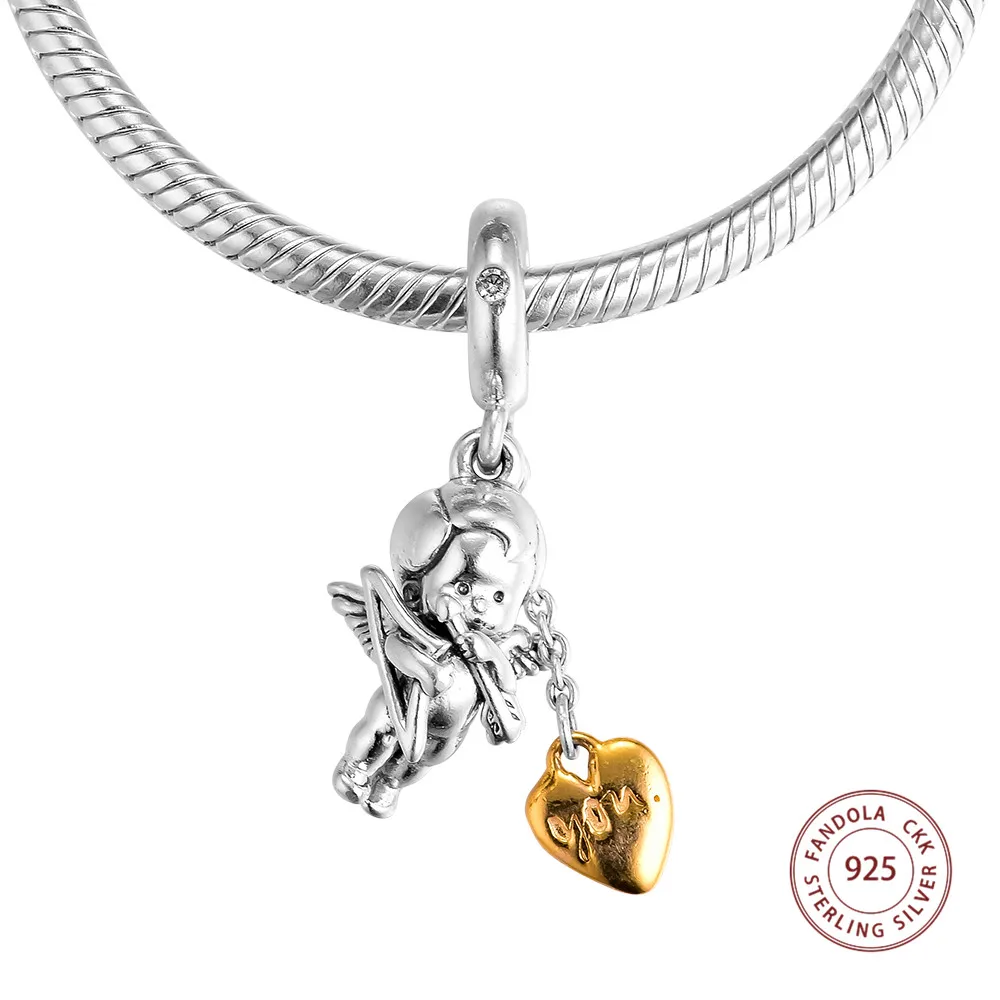 

925 Sterling Silver Cupid & You Pendant Charm Beads for Jewelry Making Fits Women Bracelet berloques Charms Silver 925 Original