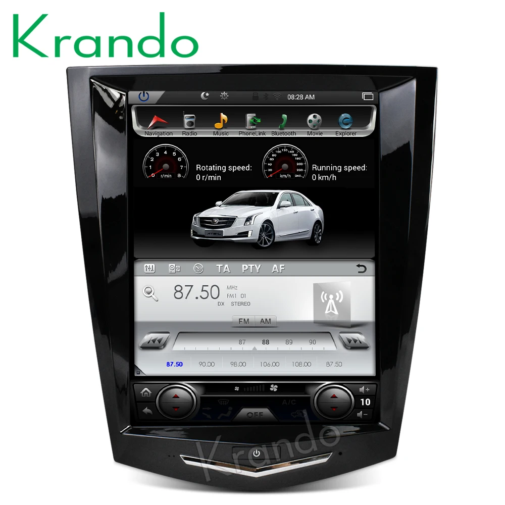 Best Krando Android 8.1 10.4" Tesla Vertical screen car GPS radio navigation for Cadillac ATS XTS CTS SRX radio entertainment player 2