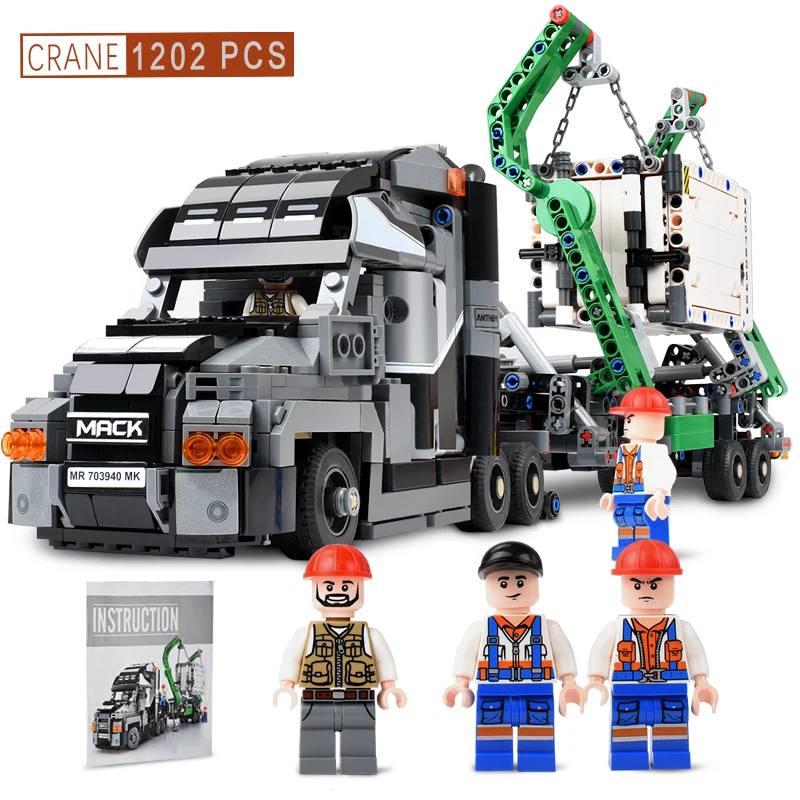 1202PCS Container Truck Vehicles Car Building Blocks Compatible legoingly Technic Car DIY Bricks Educational Toys for Children