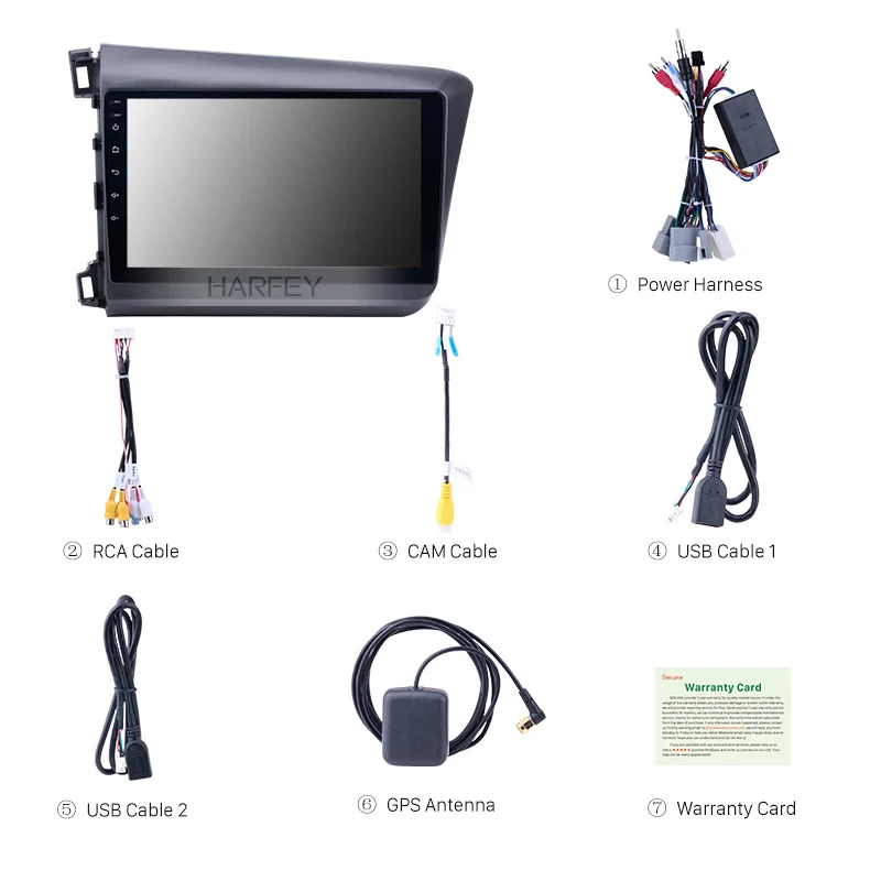 Clearance Harfey 10.1" car multimedia player for Honda Civic 2012 Android 8.1 Radio GPS navigation Audio System with Bluetooth 3G WiFi 3