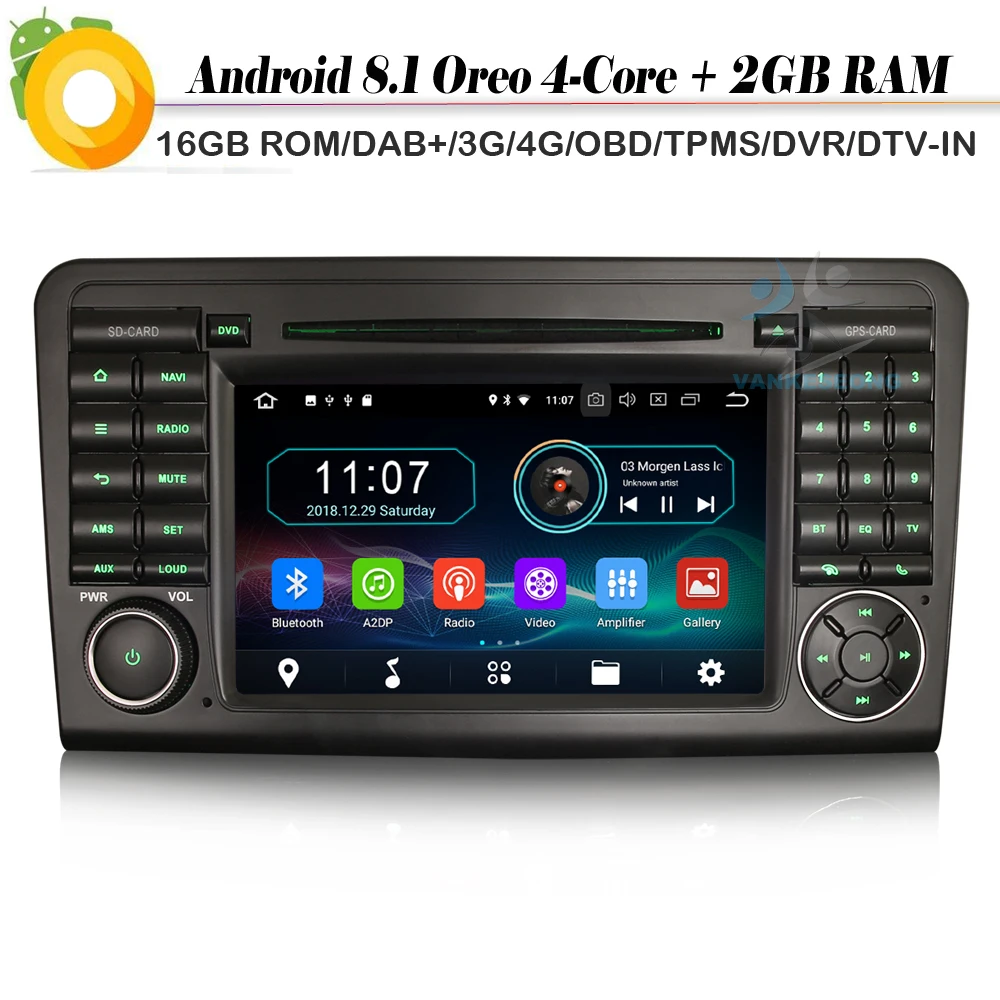 Автомагнитола 7 дюймов Android 8 1 стерео DVD GPS Wi Fi DVR Bluetooth для Mercedes Benz ML/GL Class W164 X164 ML350