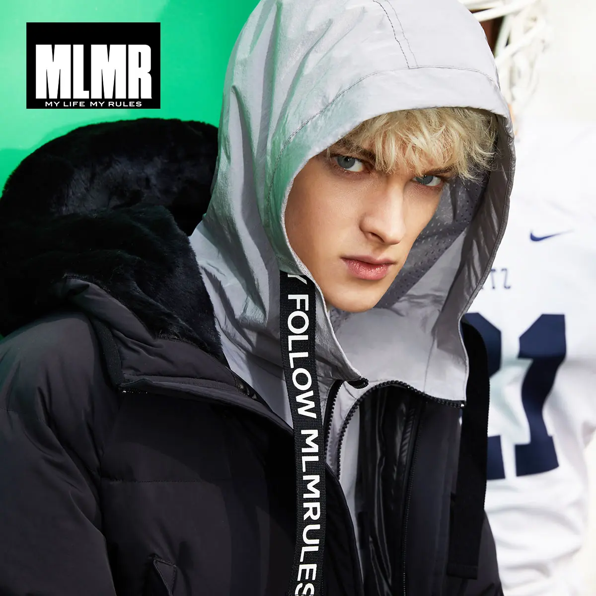 MLMR jackjones Средний стиль черный и белый Уличная мода на открытом воздухе Зимний