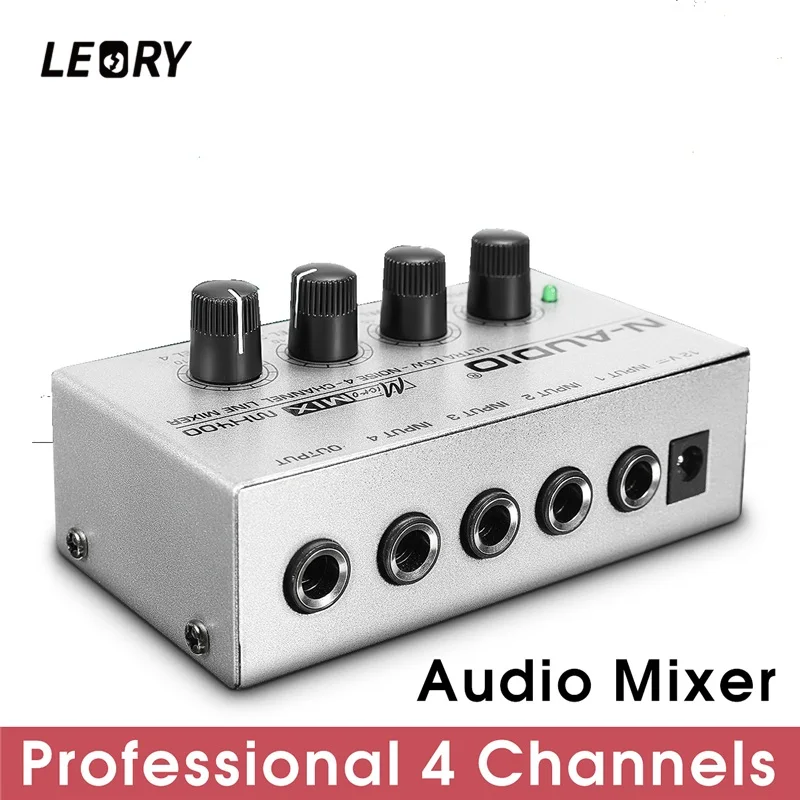 LEORY Mini 4 канальный музыкальный микшер Ultra-compack аудио звуковой микшер DJ пульт DJ Mezclador для аудио ПК караоке профессиональный
