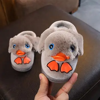 

Kids Shoes Cotton Slippers Duck Shape Home Slippers Boys And Girls Winter Warm Nonslip Baby House Convenient Slippers