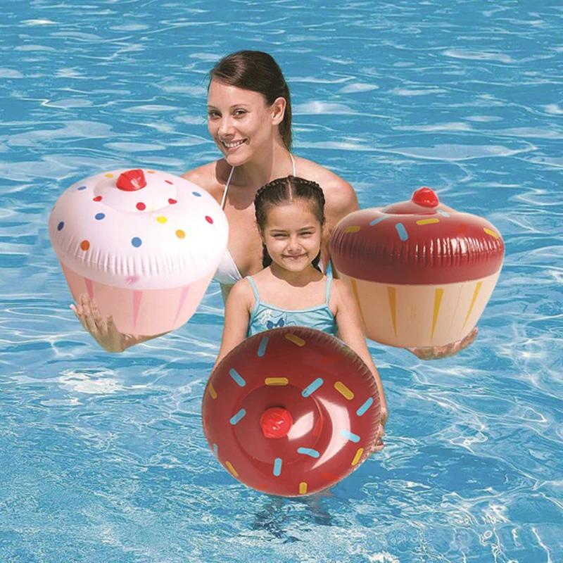 Strawberry & Chocolate UCLEVER 2 Packs Donut Pool Float Inflatable Swimming Ring 70CM for Children Kids 3-8 Years 