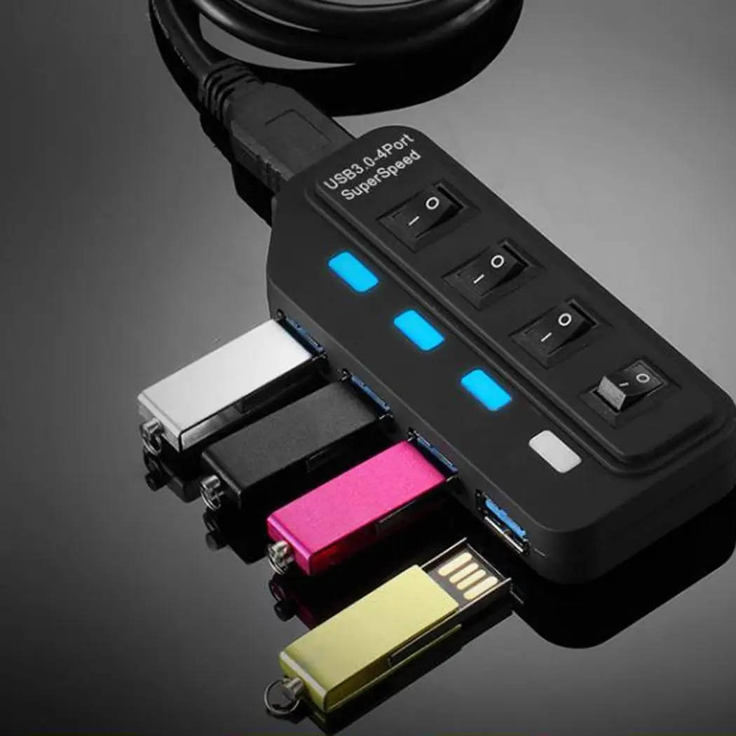 

4 Ports USB 3.0 Power Charging Switch Multiple Adapter 5Gbps USB Splitter Yes USB Hub About 60cm/23.6inch