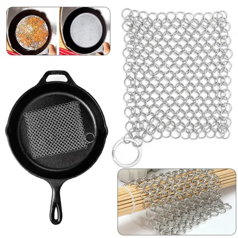 

10x10cm Professional Scrubber Cookware Stainless Steel Pan Brush Ring Scrubber Cleaner Chainmail