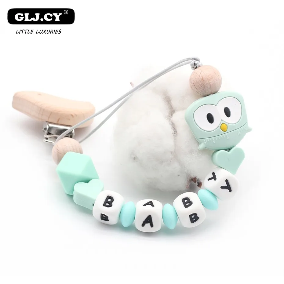 Handmade New Wooden Bird Clips DIY Baby Pacifier Personalised Chain Holder Customizable Name Cute Owl Silicone Beads Gift Handmade New Wooden Bird Clips DIY Baby Pacifier Personalised Chain Holder Customizable Name Cute Owl Silicone Beads Gift