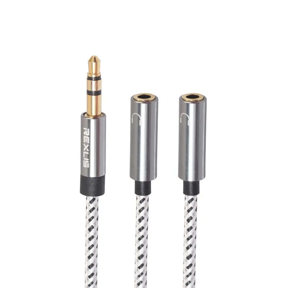 

REXLIS(9.8inch) 3.5mm Dual Headphone Jack Splitter Adapter, AUX Stereo Earphone Earbuds Y Audio Split Adapter Cable Compatible