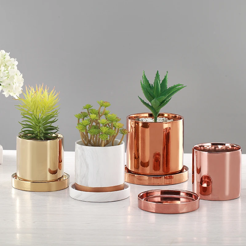 

Plating Gold/silver ceramic vase livingroom garden planting flowers pot Aristocratic room decoration accessories home decoration