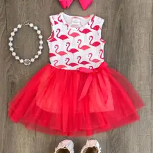 Pudcoco/платье для девочек От 0 до 5 лет платье принцессы с изображением фламинго для маленьких девочек