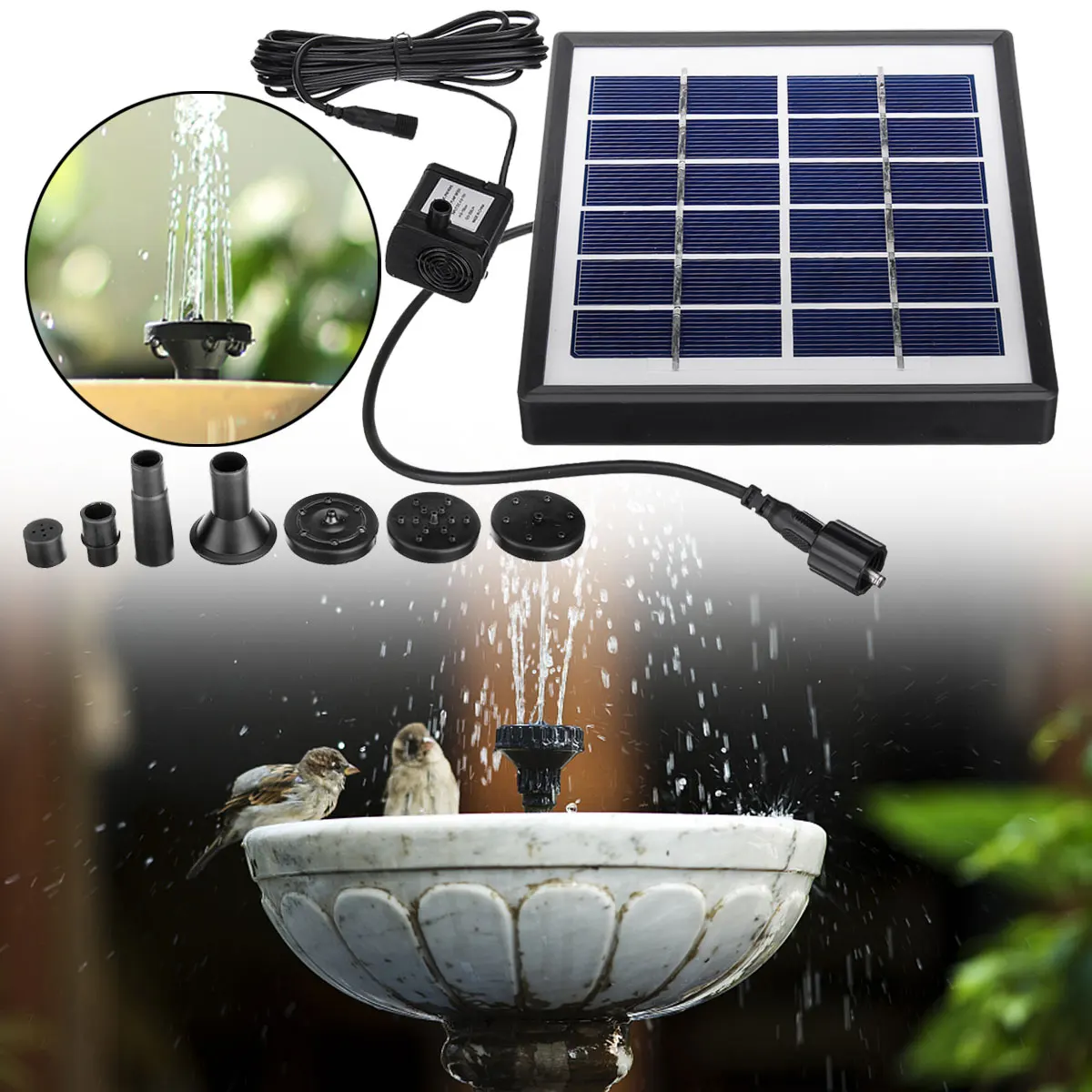

1.5W Brushless Outdoor Solar Panel Fountain Pump 2 In 1 Solar System Powered Water Pump for Aquarium Fish Tank Pond