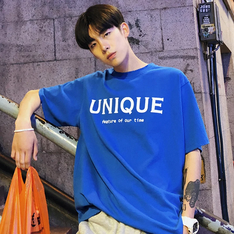 

Men's T-shirt 2019 summer new monogrammed slim short sleeve T-shirt loose casual round neck half sleeve fashion youth men's wear