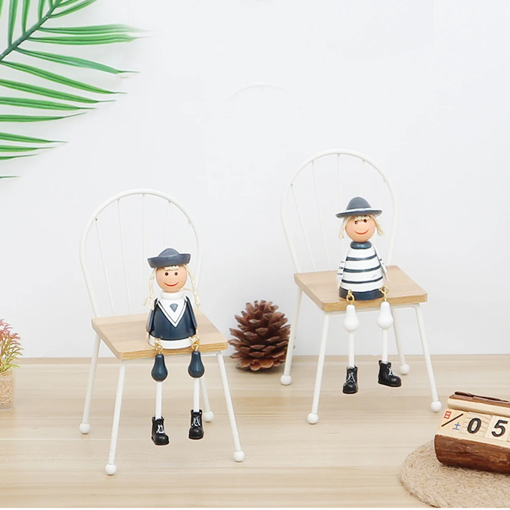 

European Solid Wood Small Chair Creativity Wooden Crafts Micro Landscape Photography Props Home Living Room Tabletop Decorations