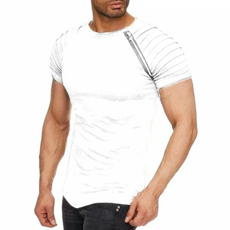 summer top Man Round Neck Self-cultivation Solid Color Short Sleeve T shirt men Stripe Fold Zipper camisa brasil Hot t-shirt summer top Man Round Neck Self-cultivation Solid Color Short Sleeve T shirt men Stripe Fold Zipper camisa brasil Hot t-shirt