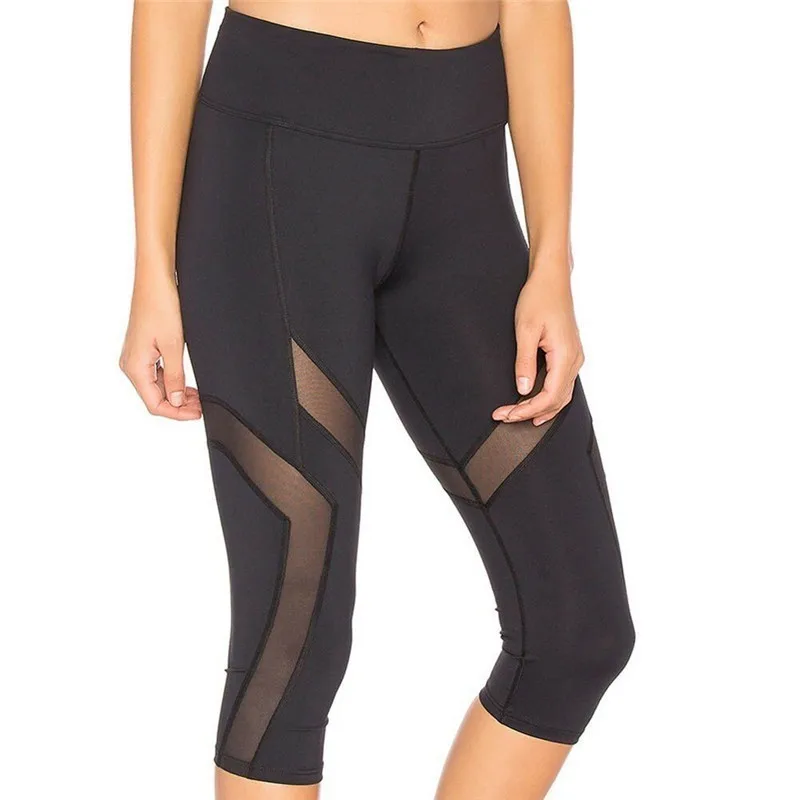 

High Waist Yoga Pants Fitness Splice Training Slim Gym Mesh Legging Running Women Leggings Elastic Breathable Sport Pant Leggins