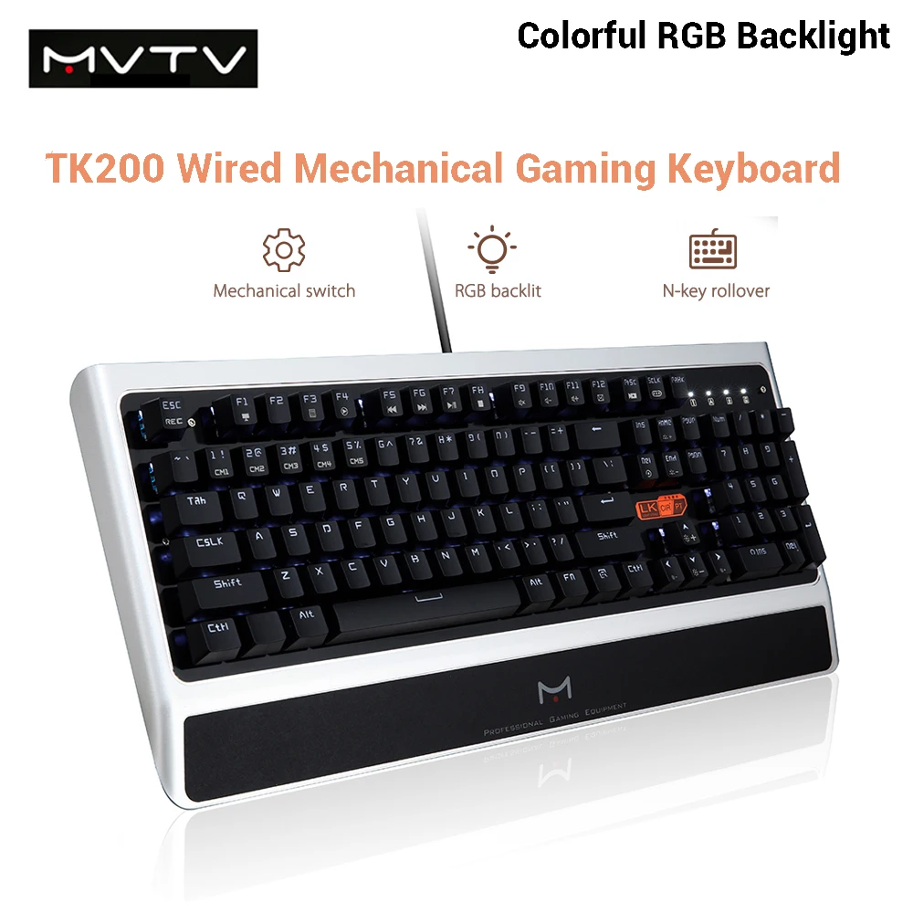 

NEW MVTV TK200 Wired Gaming Mechanical Keyboard 104 Keys 0.2ms Fast Response RGB Backlight Keyboard IPX8 Waterproof Keyboard