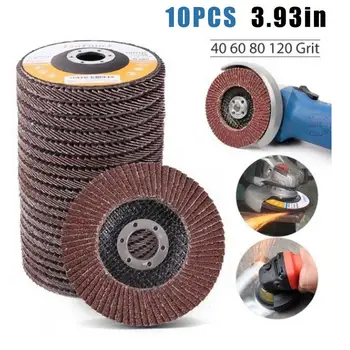 

10Pcs 100mm Flap Sanding Discs 40/60/80/120 Grit Grinding Wheels Blades Angle Grinder For Designed For Use With Angle Grinder