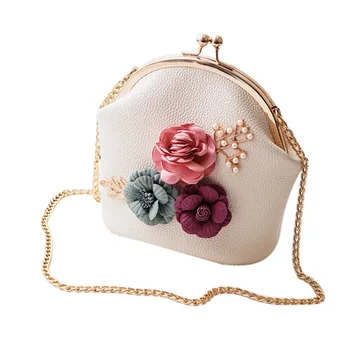 

Women Fashion Stereo Flowers Shoulder Bag Ladies Small Vintage Tote Bag Purse Chain Handbag Messenger Bag Clutch Bag for Girls