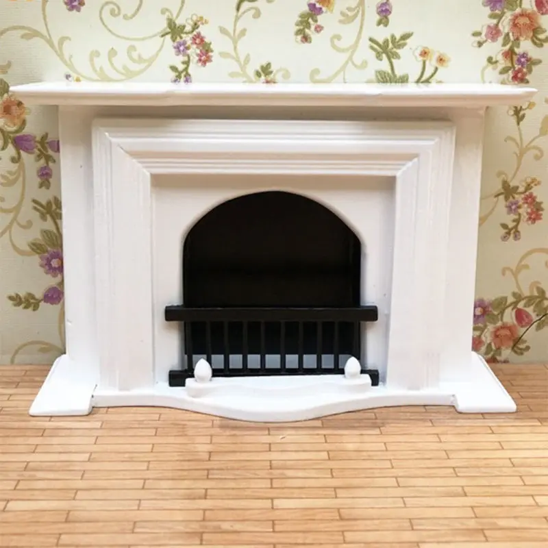 1/12 European Style Wooden Fireplace Model for Dolls House Living Room Furniture