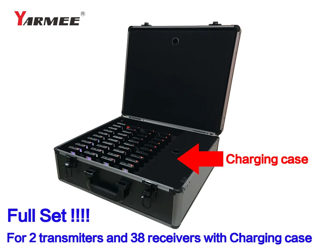 

Wireless Audio Guide System Including 2 Transmitters +38 Receivers+ All accessories + Charger case
