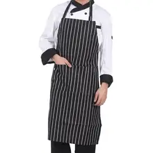 Регулируемые полосатые фартуки шеф-повара с карманами без рукавов для взрослых мужчин и женщин кухонный фартук, приготовление пищи инструменты плед полиэстер нагрудники