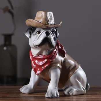 

Home decoration French Bulldog dog new creative personality resin dog decorative statue statue artificial dog cowboy living room