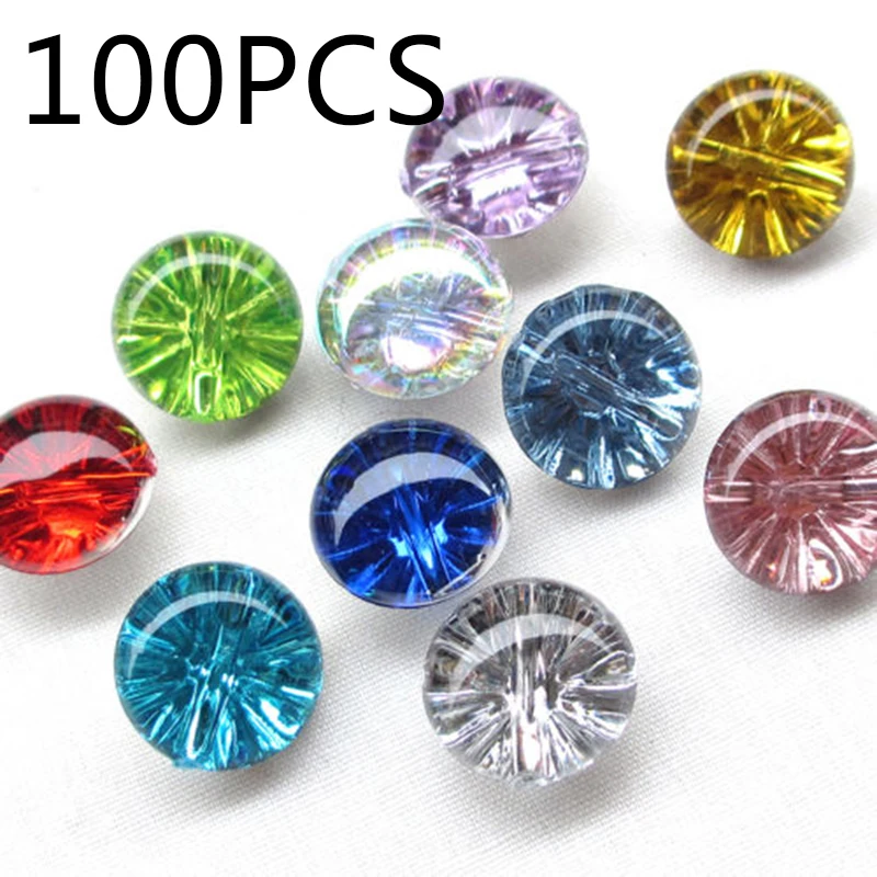 

New 100PCS Clear Plastic Buttons Half Ball candy colors 12mm Sewing Craft Random Color