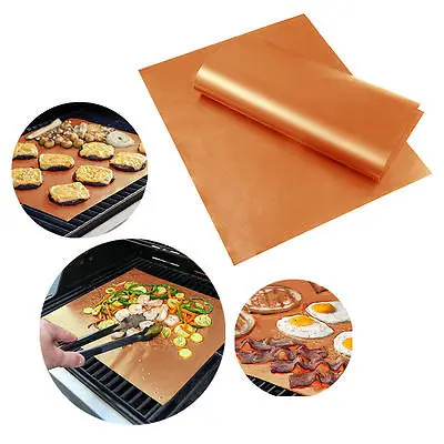 1/4/6PCS Outdoor Home Copper Grill Mat Bake Mats Kitchen Chef Meat BBQ Tools Hiking Camping BBQ Pads Tool