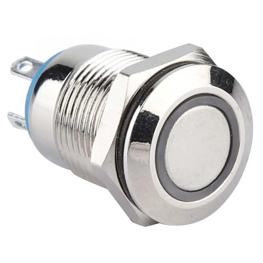 

50pcs 12mm Metal Momentary Push Button Switch Auto Reset Flat Head 24V LED Light 4-Pin rotary switch