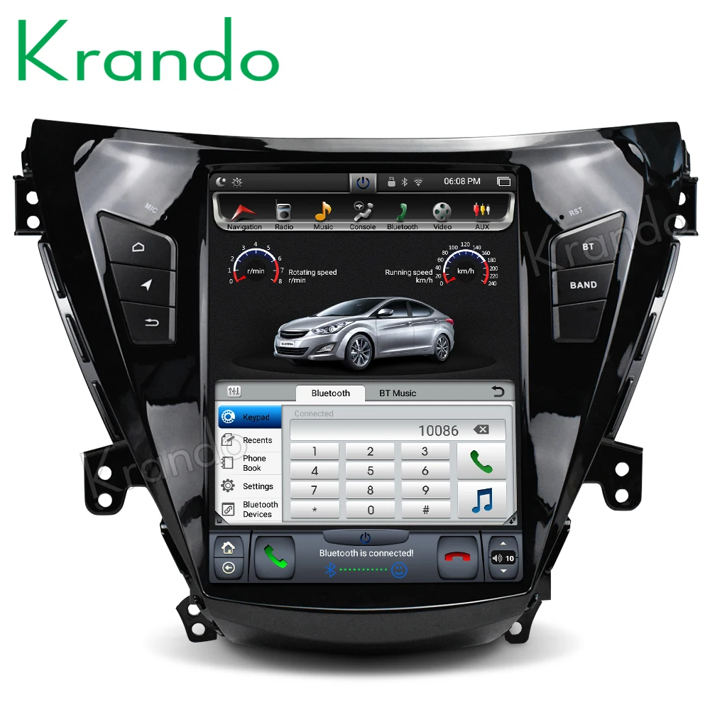 Best Krando Android 8.1 10.4" Tesla Vertical car dvd audio player For Hyundai Elantra 2011-2013 gps navigation multimedia play store 2