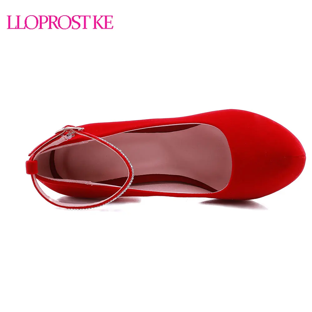 Lloprost ke Spring Women Ankle Strap Dress Shoes High Heels Shoes Platform Pumps Black Lady Shoes Thick Heels zapatos mujer D979
