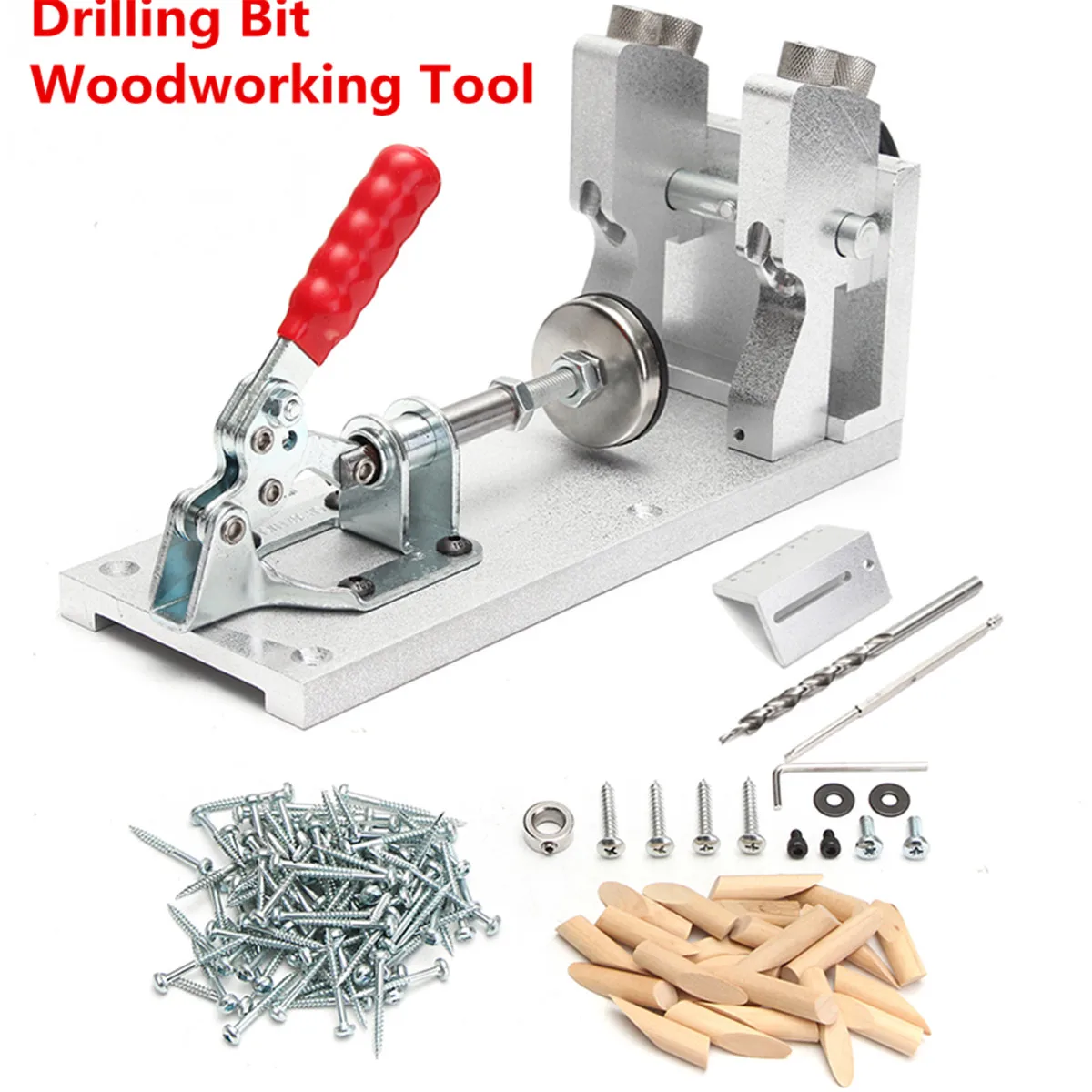 

Drillpro 4 Hole Drill System Slant Hole Jig Kit Pocke t Drilling Bit Wood Working Tool With Stand Carbon Steel