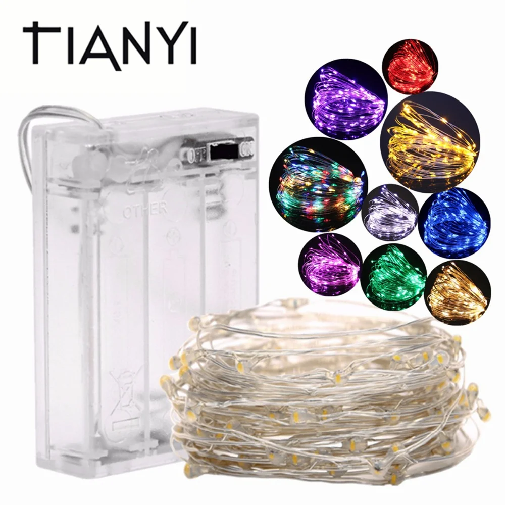 

Fairy Lights LED String Christmas Garland Garden AA Battery Operated Outdoor LED Lights Decoration Holiday Silver Wire 10M 5M 2M
